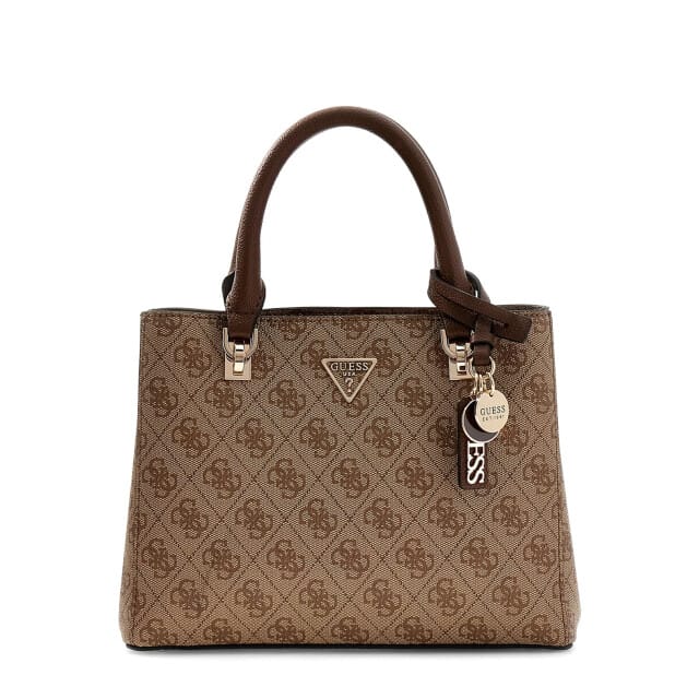 GUESS handtas schoudertas Noelle II Multi Compartment Satchel Latte Logo / Brown Lichtbruin
