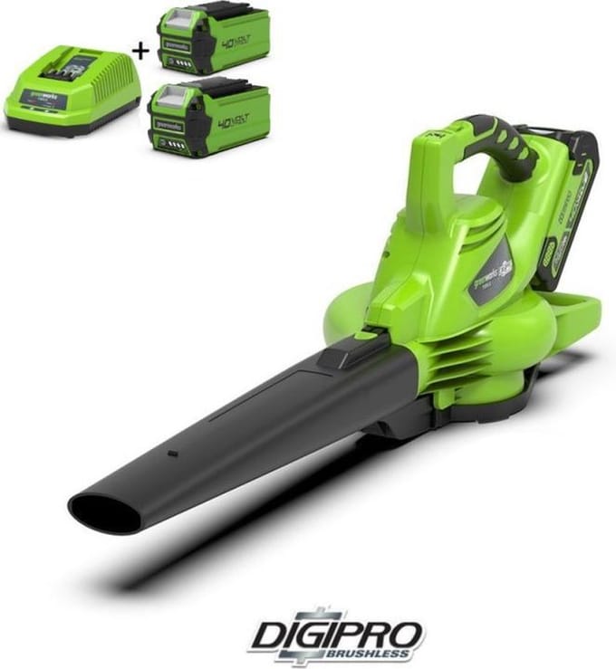 GREENWORKS 40V (2 x 2Ah) bladblazer en bladzuiger