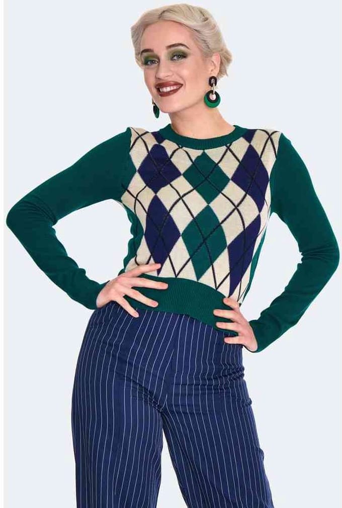 Voodoo Vixen - Argyle Sweater/trui - XS - Multicolours
