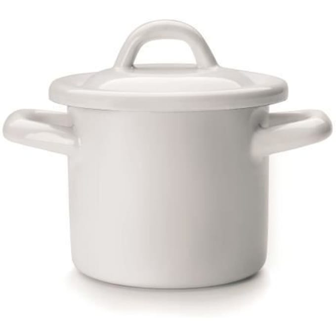 Marmite Mini - IBILI - 10 cm - Wit Emaille - Blauwe Rand - Vaatwasserbestendig