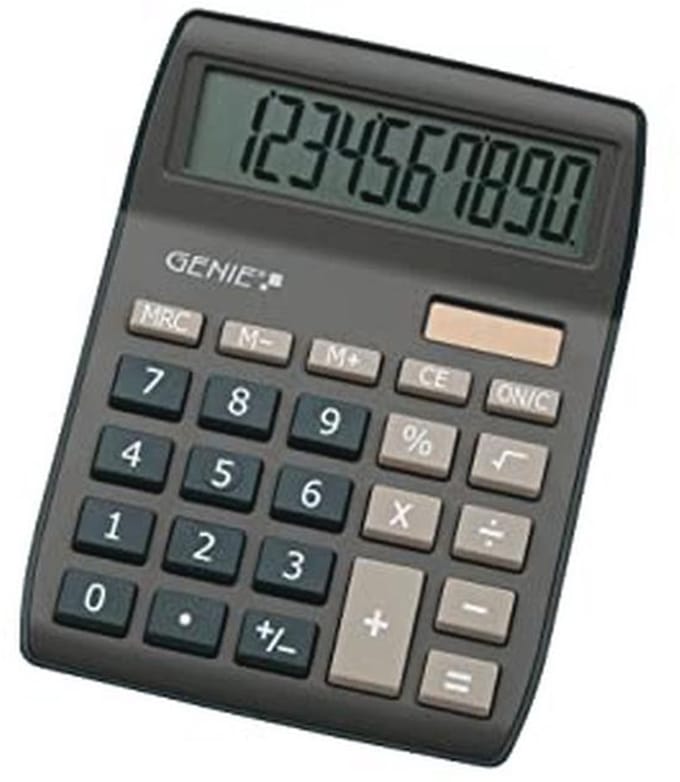 Compacte 10-cijferige bureaurekenmachine met groot display en dual power