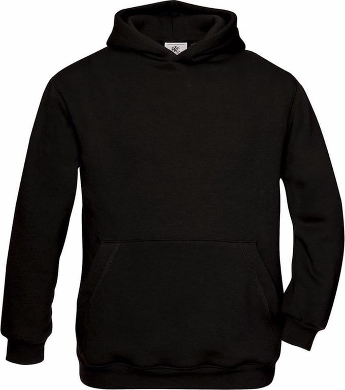 B&C Hooded Sweater - zwart - trui met capuchon - kinderen 152/164