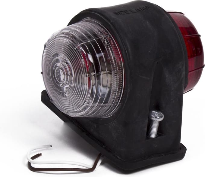 Benson Breedtelamp rubber - halogeen - 12V/24V - rood/wit - 74 mm