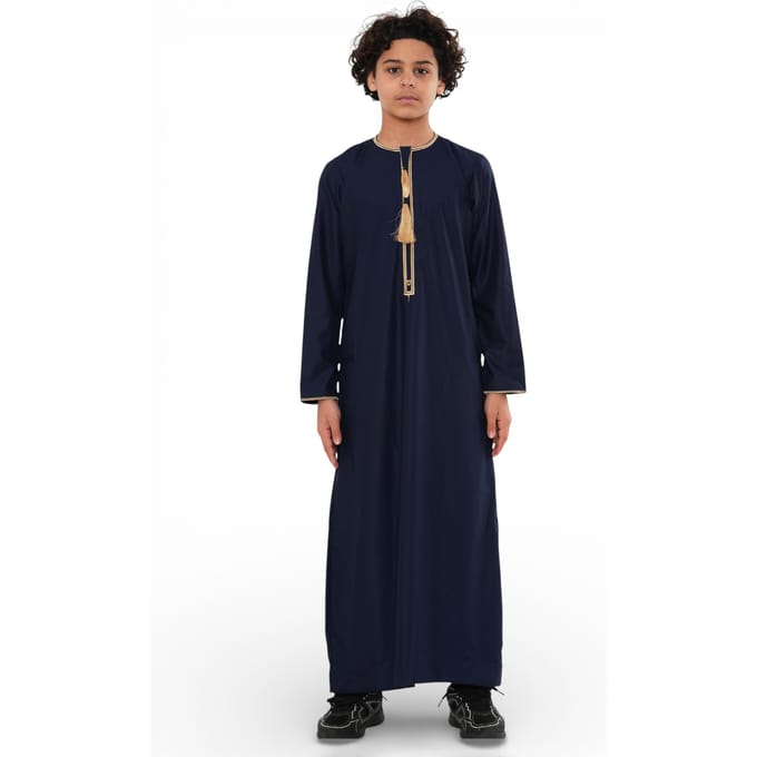Kinderen jongens Ramadan marineblauw Marokkaanse Thobe gewaad Emirati Eid Jubba-TT-003