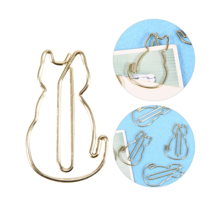 12 Stuks Clip Katvormig Uniek Stijlvol Multifunctioneel Verdikte Paperclip 3x2cm beige