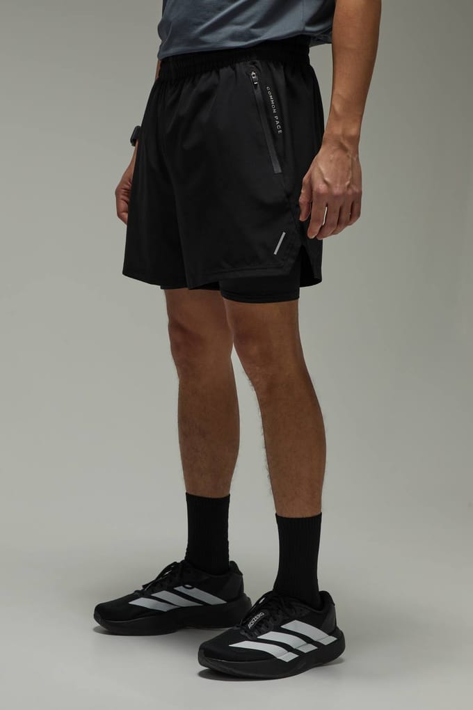 Gewone Tempo Hardloop 2-in-1 Dubbele Tailleband 5inch Short | Black | Size Medium