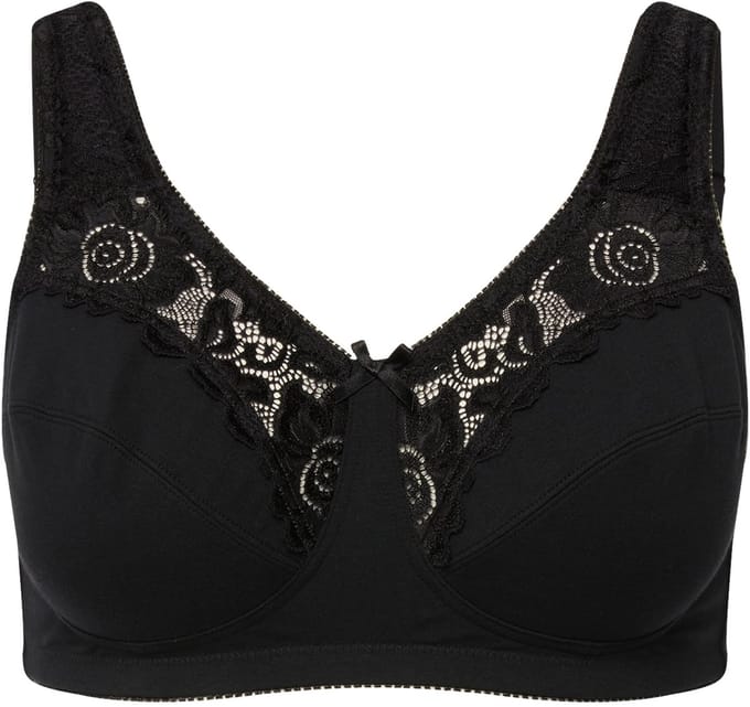 Ulla Popken - Dames - Kelly steun beha kant zonder beugel - Zwart - Maat 110F