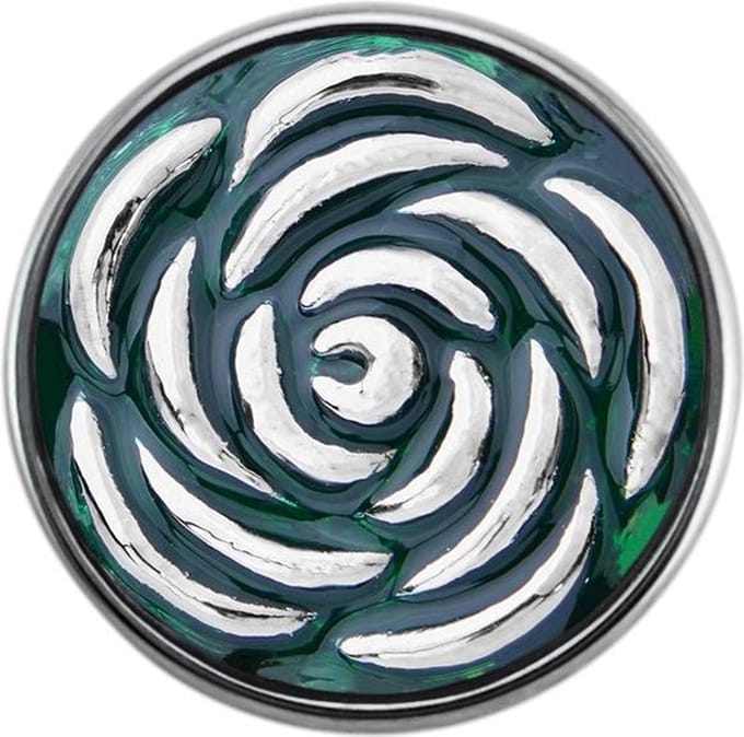 Quiges - Dames Click Button Drukknoop 18mm Bloem Roos Groen - EBCM306
