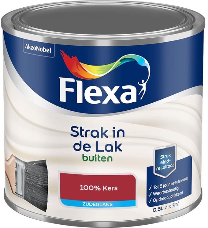 Flexa - Strak In De Lak Buitenlak Zijdeglans - 100% Kers - Mengverf - 500 Ml