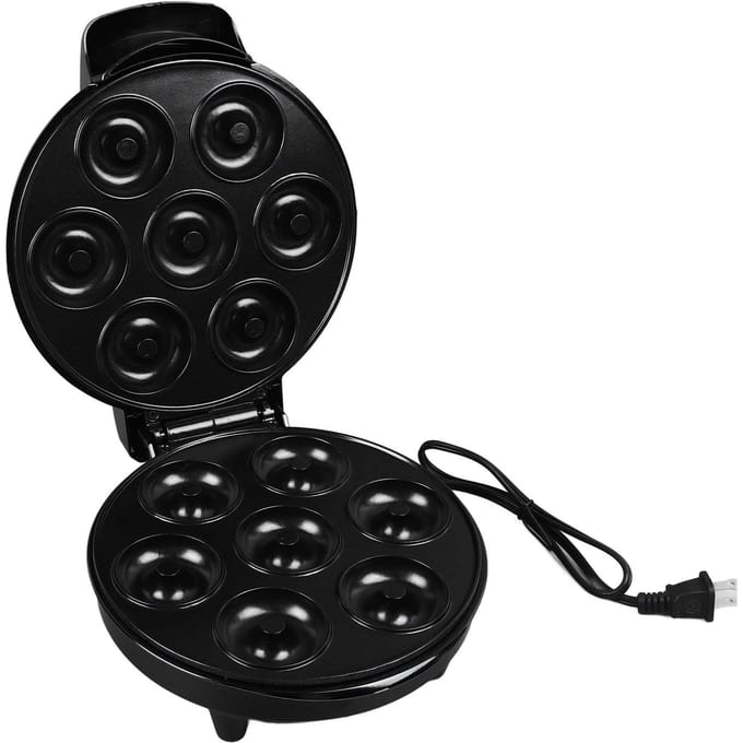 1200W Mini Donut Maker Machine Maak 7 Donuts Instelbare Temperatuur Anti-aanbak Pannenkoekenmaker L black