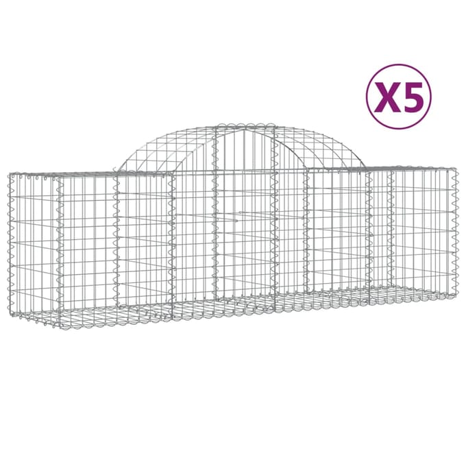 vidaXL - Schanskorven - 5 - st - gewelfd - 200x50x60/80 - cm - gegalvaniseerd - ijzer