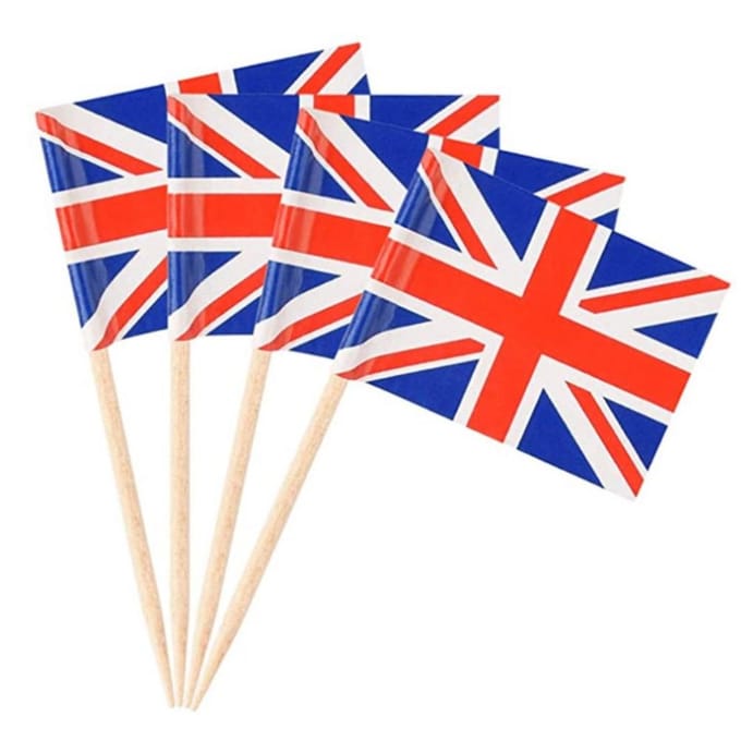 Lot de 100 mini drapeaux Union Jack, cure-dents britanniques, décorations pour cupcakes, drapeaux britanniques, fruits red