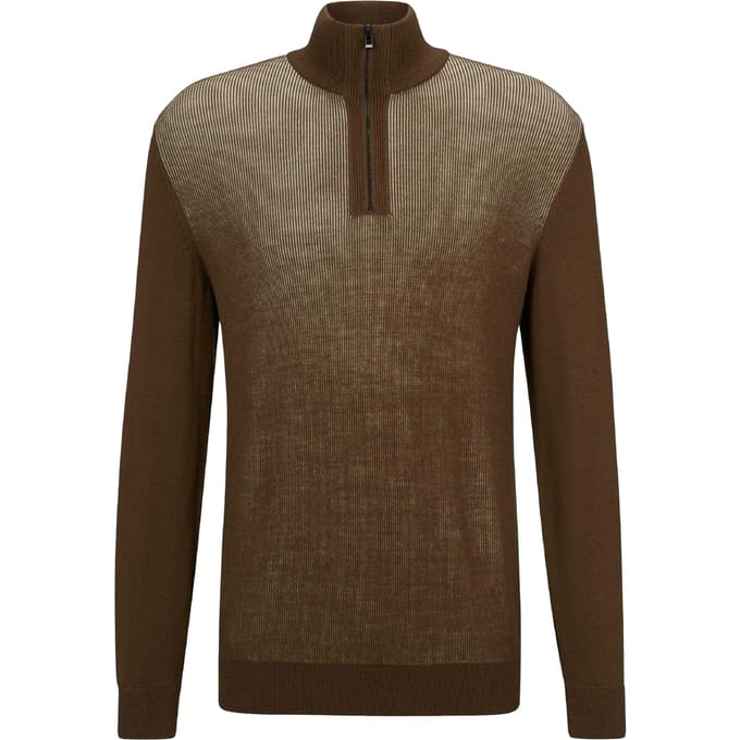 Boss Heren Funnel Neck Regular Sweater Top (Groen)
