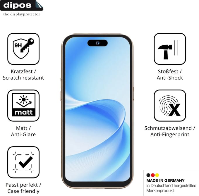 dipos – 2x Matte Pantserfolie geschikt voor MTGud 16 Pro | 9H Screenprotector