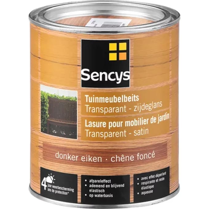Sencys Buitenbeits Tuinmeubelbeits - Donker Eiken - Semi Transparant - 750ml