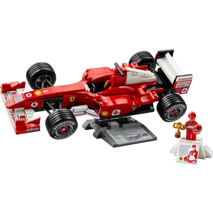LEGO Icons Bouwset 11375 Ferrari F2004 en Michael Schumacher, een gedetailleerd Formule 1-model voor volwassenen fans