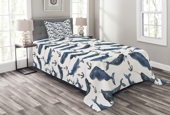 ABAKUHAUS Narwal – Sprei-set 170x220 cm – Donkerblauw, Multicolor