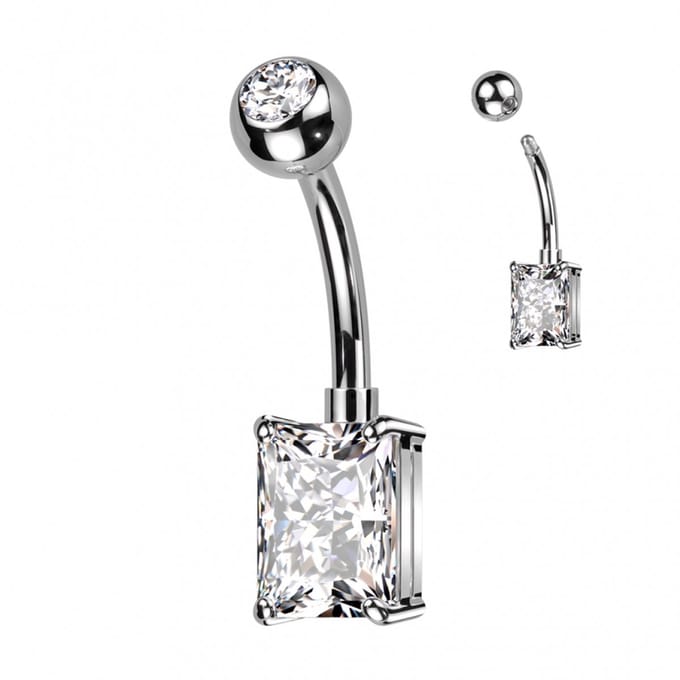 Piercing titanium rechthoekige steen - LMPiercings
