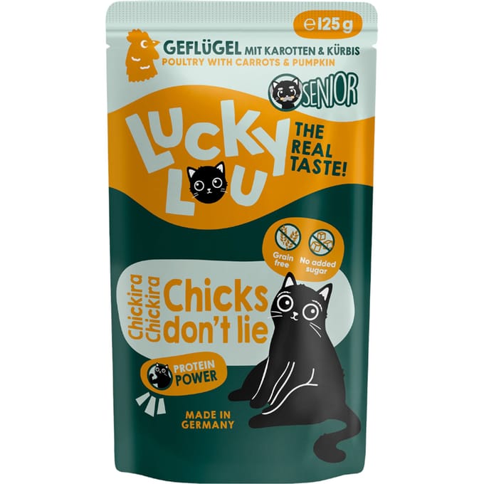 16x 125g Lucky Lou Senior Gevogelte kattenvoer nat