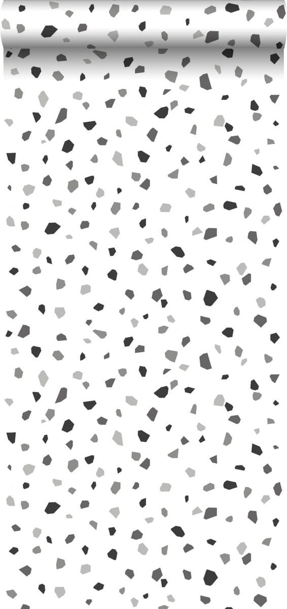 ESTAhome behang terrazzo zwart, wit en grijs - 53 cm x 10.05 m - 139034
