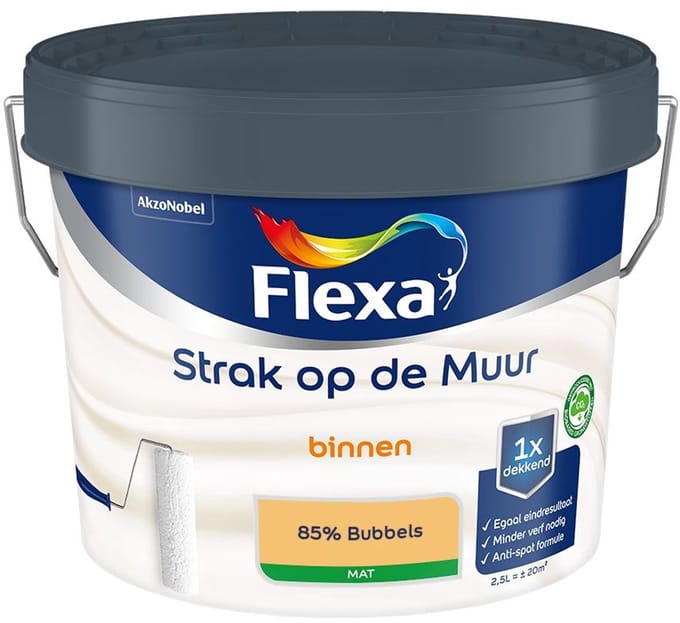 Flexa - Strak Op De Muur Binnen Mat - 85% Bubbels - Mengverf - 2,5 L