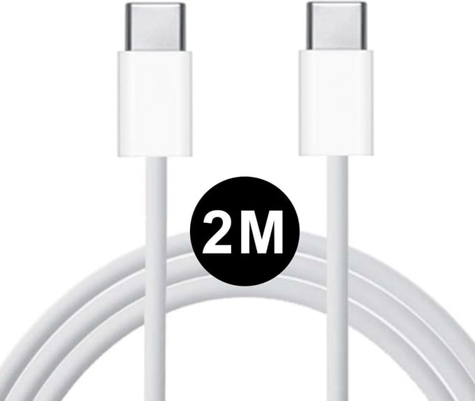 USB-C oplaadkabel - 2 Meter - Snellader - USB C naar USB C - Oplader Kabel - Wit