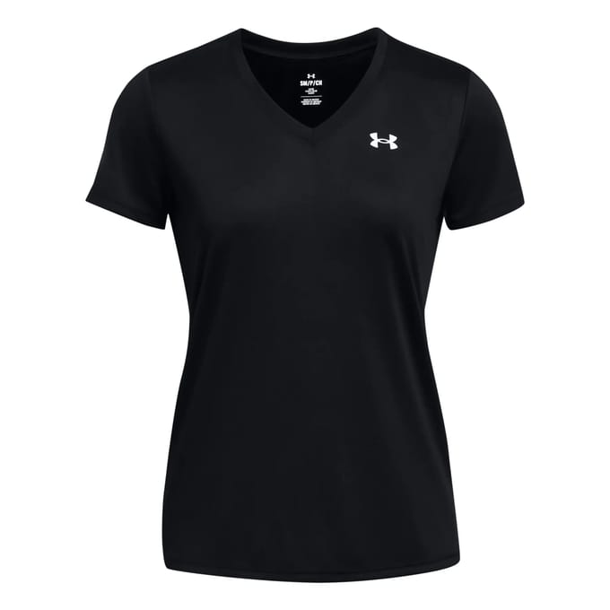 Under Armour Tech SSV- Solid-BLK Dames Sportshirt - Zwart - Wit