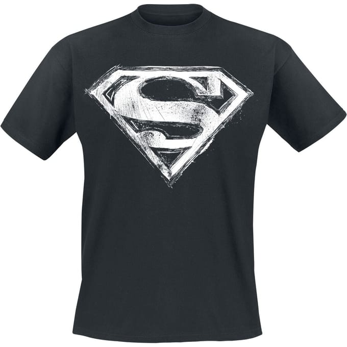 Superman T-shirt - Smudge Logo - S tot 5XL - voor Mannen - zwart