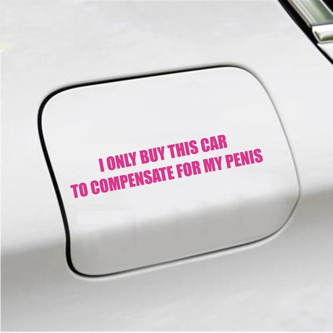 Bumpersticker - I Only Buy This Car - 3,5 X 19,6 - Roze
