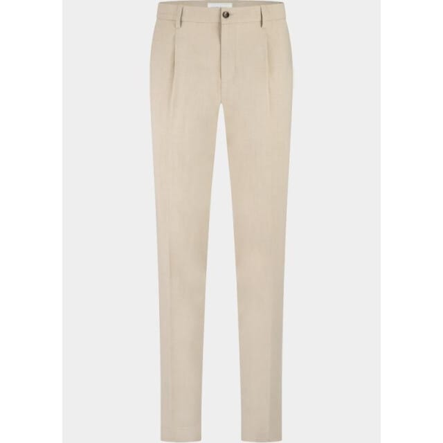Pantalon Born With Appetite slim fit bandplooi beige