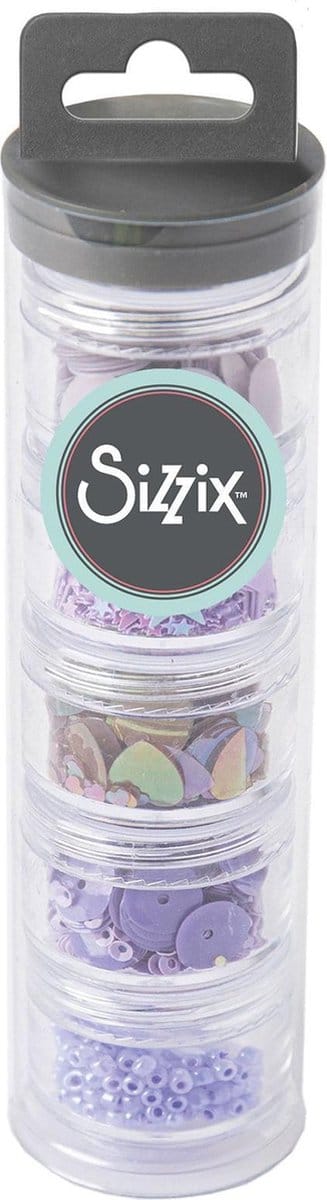 Sizzix Pailletten en kraaltjes - 0,3 en 1 cm - 5 potjes - Lavender Dust