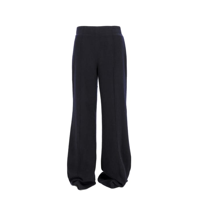 Chloé flared broek met hoge taille in marineblauw kasjmier