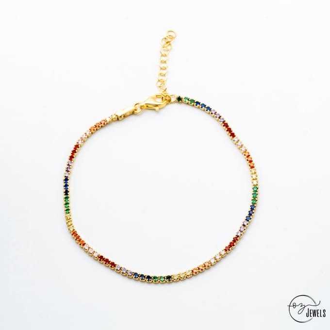 OZ Jewels – Mix Zirkonia Armband – Verguld – Elegant – Vrouwen – Verstelbare