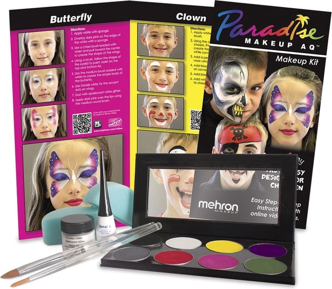Mehron - Luxe Kinder Schmink Set Compleet met 6 stap-voor-stap ontwerpen