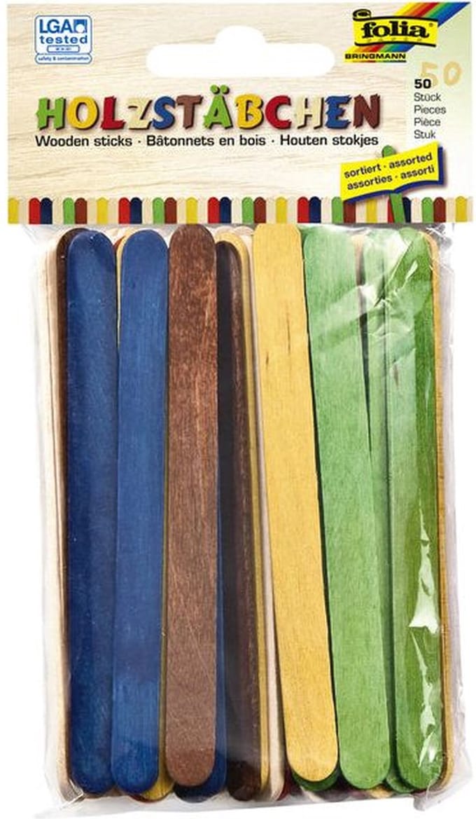 Stokje folia hout assorti | 10 stuks