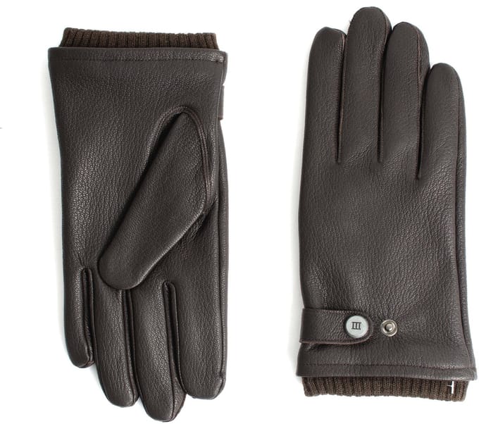 SANTO | Gevoerde leren handschoenen van schapenleer | Dark bruin