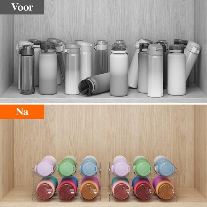 Dailygoody - stapelbare waterfles organisator - kunststof bekerhouder