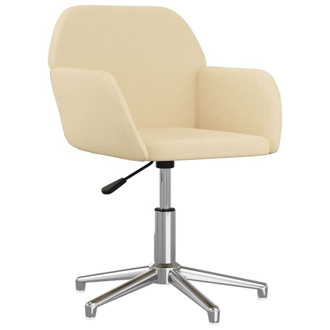 vidaXL - Eetkamerstoelen - 2 - st - draaibaar - stof - crèmekleurig