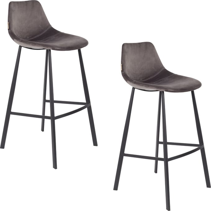 Dutchbone Franky Barkrukken rugleuning 80 cm Grijs - Set van 2