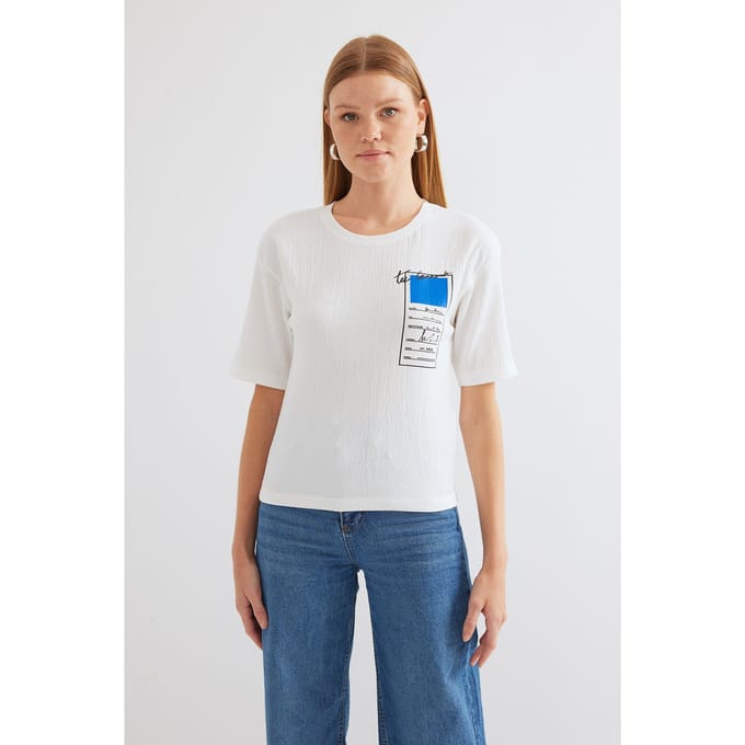 Geprinte Ronde Hals Korte Mouwen T-Shirt