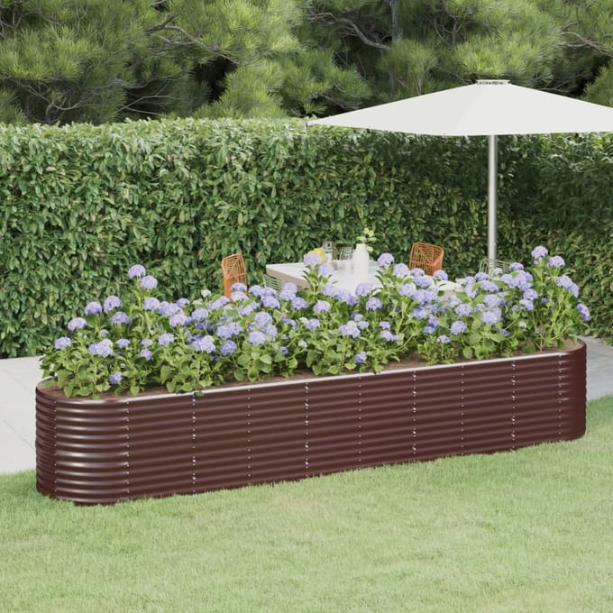 vidaXL - Plantenbak - 368x80x68 - cm - gegalvaniseerd - staal - bruin