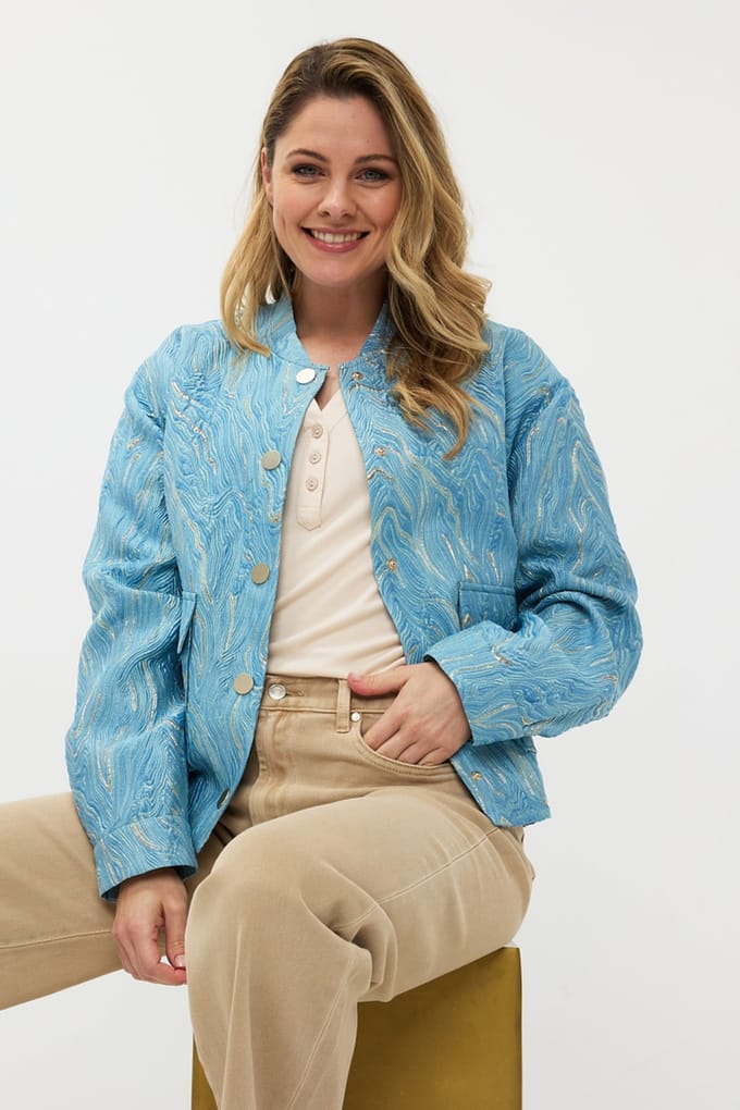 EsQualo Jacket Bomber Jacquard Blue Taglia: 36 | Bomber Outlet | Donna | Blu