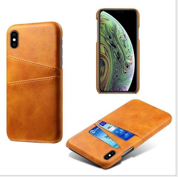 Back Cover met Opbergvakjes + PET Screenprotector voor iPhone XS Max_ Bruin