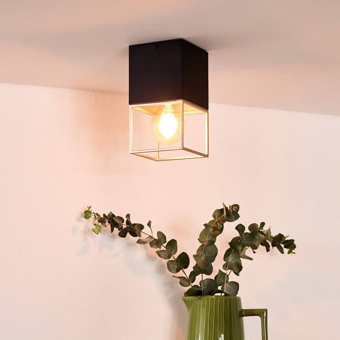 Lucide RIXT - Plafonnière (Plafondlamp) - 1xE27 - Zwart