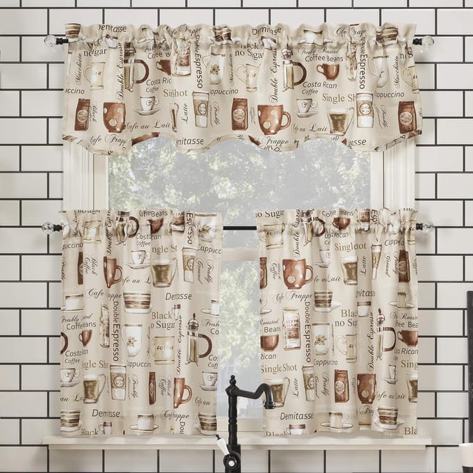Semi-transparante Keukengordijn Set, 137x61cm, Crème, 3 Delig