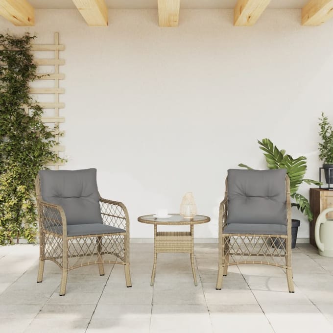 vidaXL - Tuinstoelen - 2 - st - met - kussens - poly - rattan - gemengd - beige