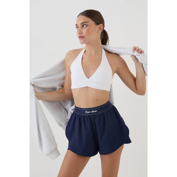 Dames Dsgn Studio Short Met Elastische Taille En Losse Pasvorm Van Geweven Stof | Navy | Maat: 3XL