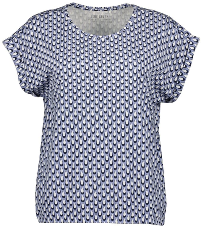 Blue Seven - Shirt 105880 blauw print KM Blue Seven - maat 38