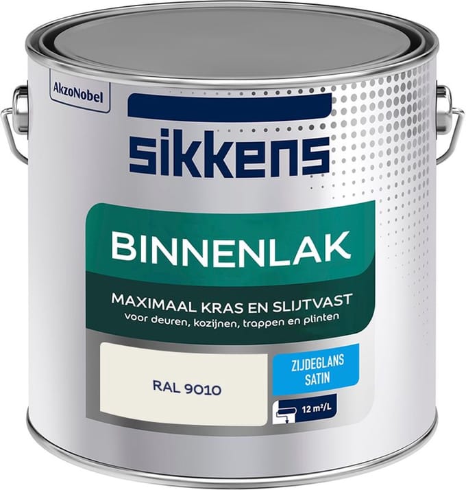 Sikkens - Binnenlak Zijdeglans - Ral 9010 - Mengverf - 2,5 L