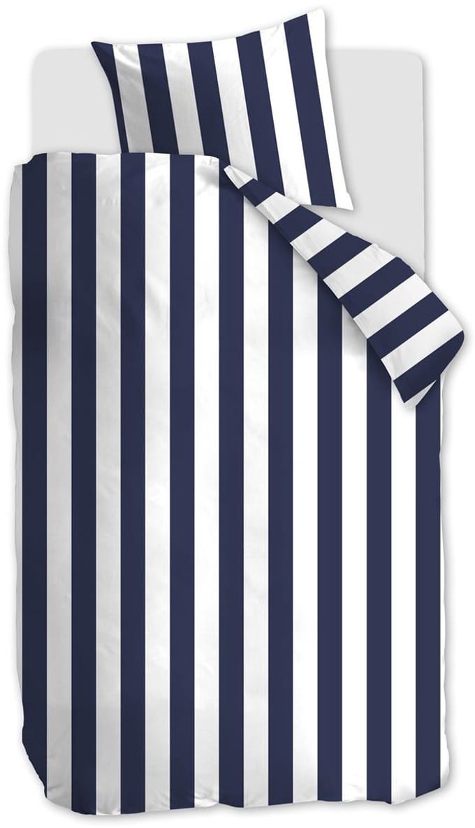 Vtwonen - Vertical Stripe dekbedovertrek - Eenpersoons - 140x200/220cm - Marineblauw